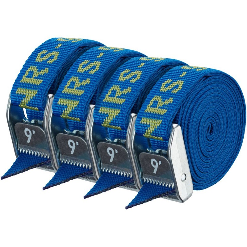 NRS 1" HD Tie-Down Straps - 9' 4 Pack Blue
